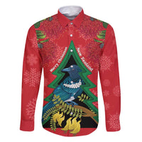 New Zealand Christmas In July Family Matching Mermaid Dress and Hawaiian Shirt Kowhai Tui Bird With Pohutukawa - Red