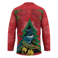 New Zealand Christmas In July Hockey Jersey Kowhai Tui Bird With Pohutukawa - Red - Polynesian Pride
