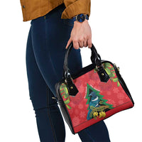 New Zealand Christmas In July Shoulder Handbag Kowhai Tui Bird With Pohutukawa - Red