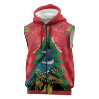 New Zealand Christmas In July Sleeveless Zip Hoodie Kowhai Tui Bird With Pohutukawa - Red - Polynesian Pride
