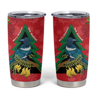 New Zealand Christmas In July Tumbler Cup Kowhai Tui Bird With Pohutukawa - Red