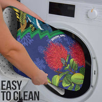 New Zealand Christmas In July Bathroom Set Kowhai Tui Bird With Pohutukawa - Blue - Polynesian Pride