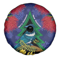 New Zealand Christmas In July Spare Tire Cover Kowhai Tui Bird With Pohutukawa - Blue