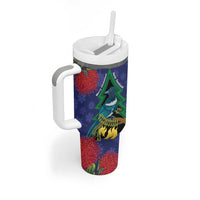 New Zealand Christmas In July Tumbler With Handle Kowhai Tui Bird With Pohutukawa - Blue