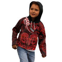 Polynesian Pride Aries Zodiac Kid Hoodie Astrological Sign Tribal Plumeria Red Galaxy LT14 - Polynesian Pride