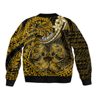 Polynesian Pride Gemini Zodiac Sleeve Zip Bomber Jacket Astrological Sign Tribal Plumeria Gold Galaxy LT14 - Polynesian Pride