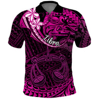 Polynesian Pride Libra Zodiac Polo Shirt Astrological Sign Tribal Plumeria Pink Galaxy LT14 Pink - Polynesian Pride