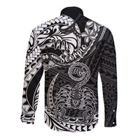 Polynesian Pride Scorpio Zodiac Long Sleeve Button Shirt Astrological Sign Tribal Plumeria Black LT14 - Polynesian Pride