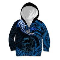 Polynesian Pride Aquarius Zodiac Kid Hoodie Astrological Sign Tribal Plumeria Blue Galaxy LT14 Zip Hoodie Blue - Polynesian Pride