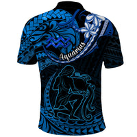 Polynesian Pride Aquarius Zodiac Polo Shirt Astrological Sign Tribal Plumeria Blue Galaxy LT14 - Polynesian Pride