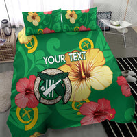 Custom Vanuatu Cricket Bedding Set 2024 Tropical Flowers Version LT14 - Polynesian Pride