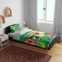 Custom Vanuatu Cricket Bedding Set 2024 Tropical Flowers Version LT14 - Polynesian Pride