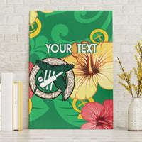 Custom Vanuatu Cricket Canvas Wall Art 2024 Tropical Flowers Version LT14 Without Frame Green - Polynesian Pride