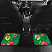 Custom Vanuatu Cricket Car Mats 2024 Tropical Flowers Version LT14 Set 2pcs - Back Green - Polynesian Pride