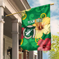 Custom Vanuatu Cricket Garden Flag 2024 Tropical Flowers Version LT14 House Flag Green - Polynesian Pride
