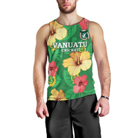 Custom Vanuatu Cricket Men Tank Top 2024 Tropical Flowers Version LT14 - Polynesian Pride