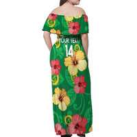 Custom Vanuatu Cricket Off Shoulder Maxi Dress 2024 Tropical Flowers Version LT14 - Polynesian Pride