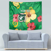 Custom Vanuatu Cricket Tapestry 2024 Tropical Flowers Version