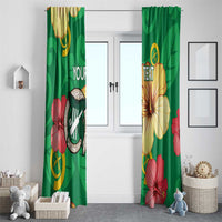 Custom Vanuatu Cricket Window Curtain 2024 Tropical Flowers Version LT14 - Polynesian Pride