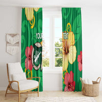 Custom Vanuatu Cricket Window Curtain 2024 Tropical Flowers Version LT14 - Polynesian Pride