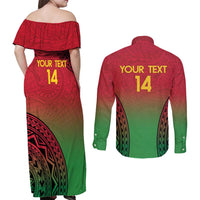 Custom Vanuatu Cricket Couples Matching Off Shoulder Maxi Dress and Long Sleeve Button Shirt 2024 Polynesian Pattern Sporty Style LT14 - Polynesian Pride