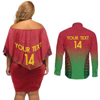 Custom Vanuatu Cricket Couples Matching Off Shoulder Short Dress and Long Sleeve Button Shirt 2024 Polynesian Pattern Sporty Style LT14 - Polynesian Pride