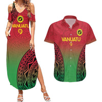 Custom Vanuatu Cricket Couples Matching Summer Maxi Dress and Hawaiian Shirt 2024 Polynesian Pattern Sporty Style LT14 Red - Polynesian Pride