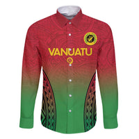 Custom Vanuatu Cricket Family Matching Off Shoulder Maxi Dress and Hawaiian Shirt 2024 Polynesian Pattern Sporty Style LT14 Dad's Shirt - Long Sleeve Red - Polynesian Pride