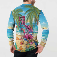 Flamingo Aloha Hawaii Button Sweatshirt It's 5 OClock Somewhere Tropical Vibes LT14 - Polynesian Pride