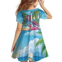 Flamingo Aloha Hawaii Kid Short Sleeve Dress It's 5 O’Clock Somewhere Tropical Vibes - Polynesian Pride