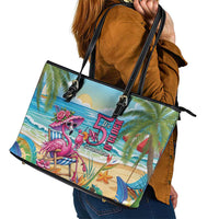 Flamingo Aloha Hawaii Leather Tote Bag It's 5 O’Clock Somewhere Tropical Vibes - Polynesian Pride