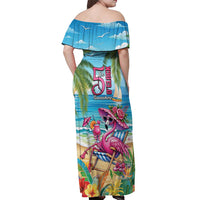 Flamingo Aloha Hawaii Off Shoulder Maxi Dress It's 5 O’Clock Somewhere Tropical Vibes - Polynesian Pride