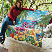 Flamingo Aloha Hawaii Quilt It's 5 O’Clock Somewhere Tropical Vibes - Polynesian Pride