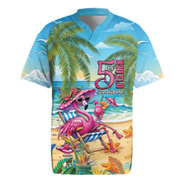 Flamingo Aloha Hawaii Rugby Jersey It's 5 OClock Somewhere Tropical Vibes LT14 Blue - Polynesian Pride