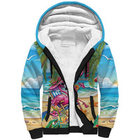 Flamingo Aloha Hawaii Sherpa Hoodie It's 5 OClock Somewhere Tropical Vibes LT14 Unisex Blue - Polynesian Pride