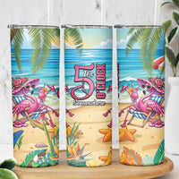 Flamingo Aloha Hawaii Skinny Tumbler It's 5 O’Clock Somewhere Tropical Vibes - Polynesian Pride