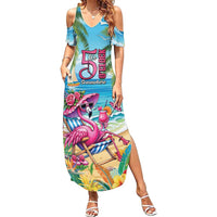 Flamingo Aloha Hawaii Summer Maxi Dress It's 5 O’Clock Somewhere Tropical Vibes - Polynesian Pride
