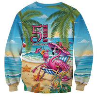 Flamingo Aloha Hawaii Sweatshirt It's 5 OClock Somewhere Tropical Vibes LT14 - Polynesian Pride