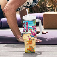 Flamingo Aloha Hawaii Tumbler With Handle It's 5 O’Clock Somewhere Tropical Vibes - Polynesian Pride