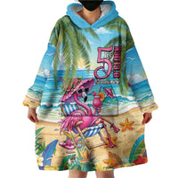 Flamingo Aloha Hawaii Wearable Blanket Hoodie It's 5 OClock Somewhere Tropical Vibes LT14 - Polynesian Pride