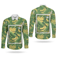 Aloha Hawaii Maia Couples Matching Summer Maxi Dress and Long Sleeve Button Shirt Hawaiian Banana Stylized Stamp LT14 - Polynesian Pride