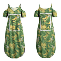 Aloha Hawaii Maia Family Matching Summer Maxi Dress and Hawaiian Shirt Hawaiian Banana Stylized Stamp LT14 Mom's Dress Green - Polynesian Pride