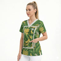 Aloha Hawaii Maia Scrub Top Hawaiian Banana Stylized Stamp LT14 - Polynesian Pride