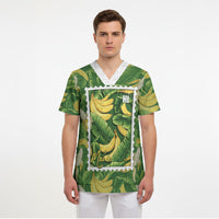 Aloha Hawaii Maia Scrub Top Hawaiian Banana Stylized Stamp LT14 - Polynesian Pride