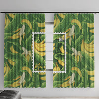 Aloha Hawaii Maia Window Curtain Hawaiian Banana Stylized Stamp LT14 With Hooks Green - Polynesian Pride