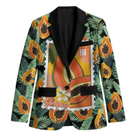 Aloha Hawaii Mikana Blazer Hawaiian Papaya Stylized Stamp LT14 Unisex Green - Polynesian Pride