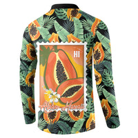 Aloha Hawaii Mikana Button Sweatshirt Hawaiian Papaya Stylized Stamp LT14 - Polynesian Pride