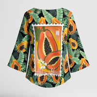 Aloha Hawaii Mikana Kimono Sleeve Blouse Hawaiian Papaya Stylized Stamp LT14 - Polynesian Pride