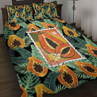 Aloha Hawaii Mikana Quilt Bed Set Hawaiian Papaya Stylized Stamp LT14 Green - Polynesian Pride