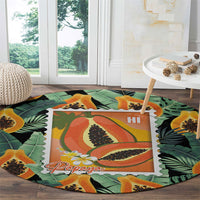 Aloha Hawaii Mikana Round Carpet Hawaiian Papaya Stylized Stamp LT14 - Polynesian Pride